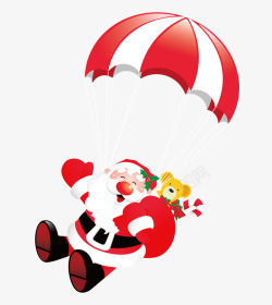 好礼从天降圣诞老人背着礼物跳伞矢量图高清图片