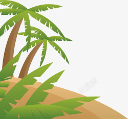 绿色海滩植物插画矢量图素材
