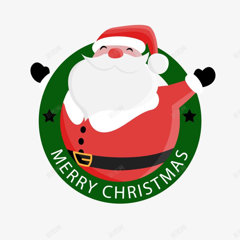 圣诞老人圆环标签png免抠素材_新图网 https://ixintu.com 卡通圣诞老人 圆环标签 圣诞老人 圣诞老人标签免费png下载 绿色标签