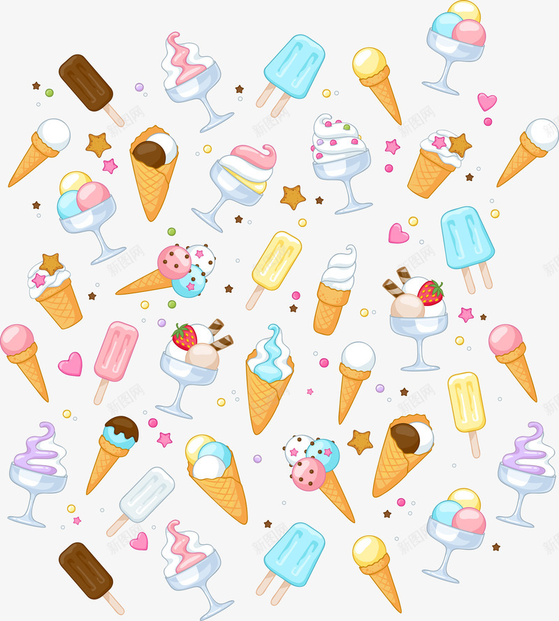 卡通冰淇淋矢量图ai免抠素材_新图网 https://ixintu.com 冰激凌 卡通冰淇淋 卡通美食 甜品 美味冰淇淋 美食 雪糕 矢量图