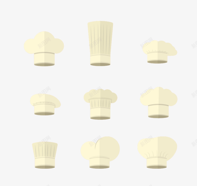 9款白色卡通厨师帽png免抠素材_新图网 https://ixintu.com 厨师帽 帽子 扁平化