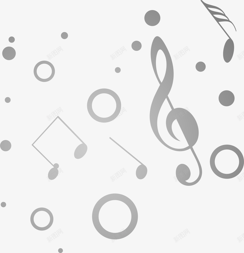 灰色漂浮音符png免抠素材_新图网 https://ixintu.com 图案 清新 漂浮 灰色 简约 装饰图案 音乐 音符