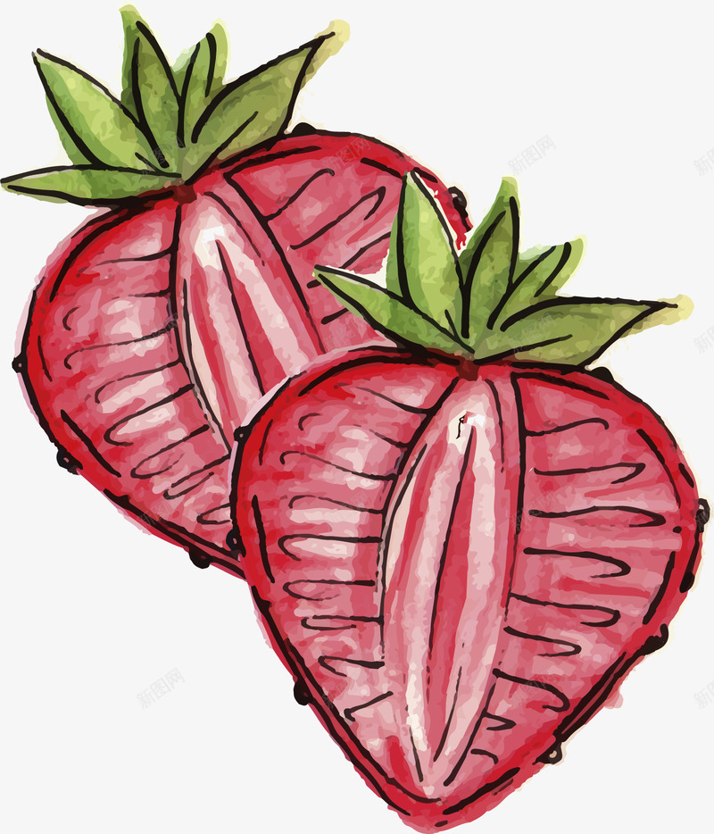 手绘新鲜草莓png免抠素材_新图网 https://ixintu.com 手绘草莓 熟透的草莓 矢量素材 草莓 鲜草莓
