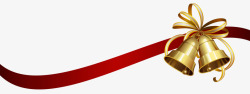 红缎带金色金属圣诞节铃铛配红缎带高清图片