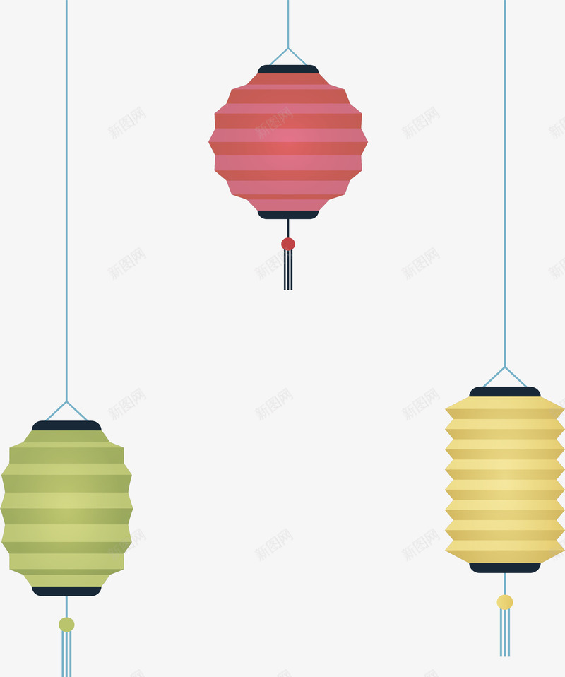 中国风灯笼挂饰png免抠素材_新图网 https://ixintu.com 中国风 中秋 中秋灯笼 彩色灯笼 灯笼 矢量png