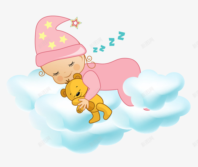 睡觉的宝宝png免抠素材_新图网 https://ixintu.com 云朵 卡通 可爱 婴儿 宝宝 幼儿 新生儿 睡觉的宝宝 萌