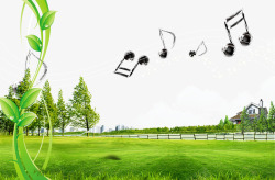 绿草组成的音符春天背景高清图片