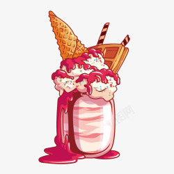 草莓冰淇淋矢量图素材