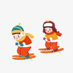 滑雪车的孩子卡通滑雪高清图片