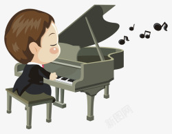 钢琴家教手绘钢琴演奏高清图片