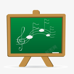 音乐教师卡通黑板上的音符矢量图高清图片
