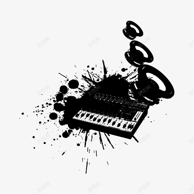 音乐乐器png免抠素材_新图网 https://ixintu.com DJ键盘 墨迹 泼墨 音乐乐器 音乐元素 音响