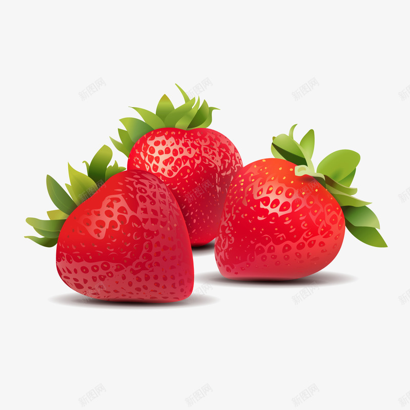 3个红色新鲜草莓png免抠素材_新图网 https://ixintu.com 卡通水果 新鲜草莓 红色草莓 背景装饰