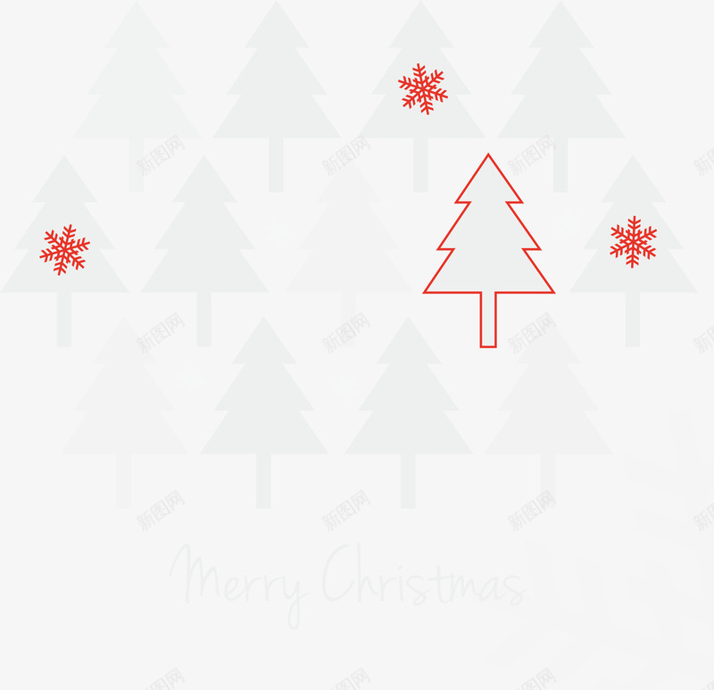 白色圣诞树贺卡装饰画png_新图网 https://ixintu.com 白色