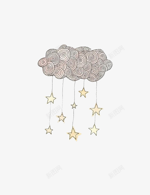 云朵png免抠素材_新图网 https://ixintu.com 云朵 创意 卡通 手绘 挂饰 星星