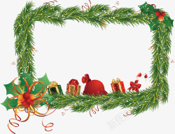 圣诞节树枝边框标志素材