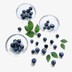 水晶碗装在碗里的蓝莓高清图片