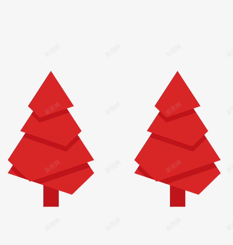 红圣诞树矢量图ai免抠素材_新图网 https://ixintu.com 剪纸 圣诞元素 圣诞树素材 圣诞节 矢量图
