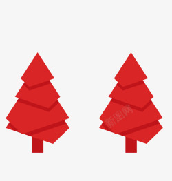 圣诞树剪纸红圣诞树矢量图高清图片