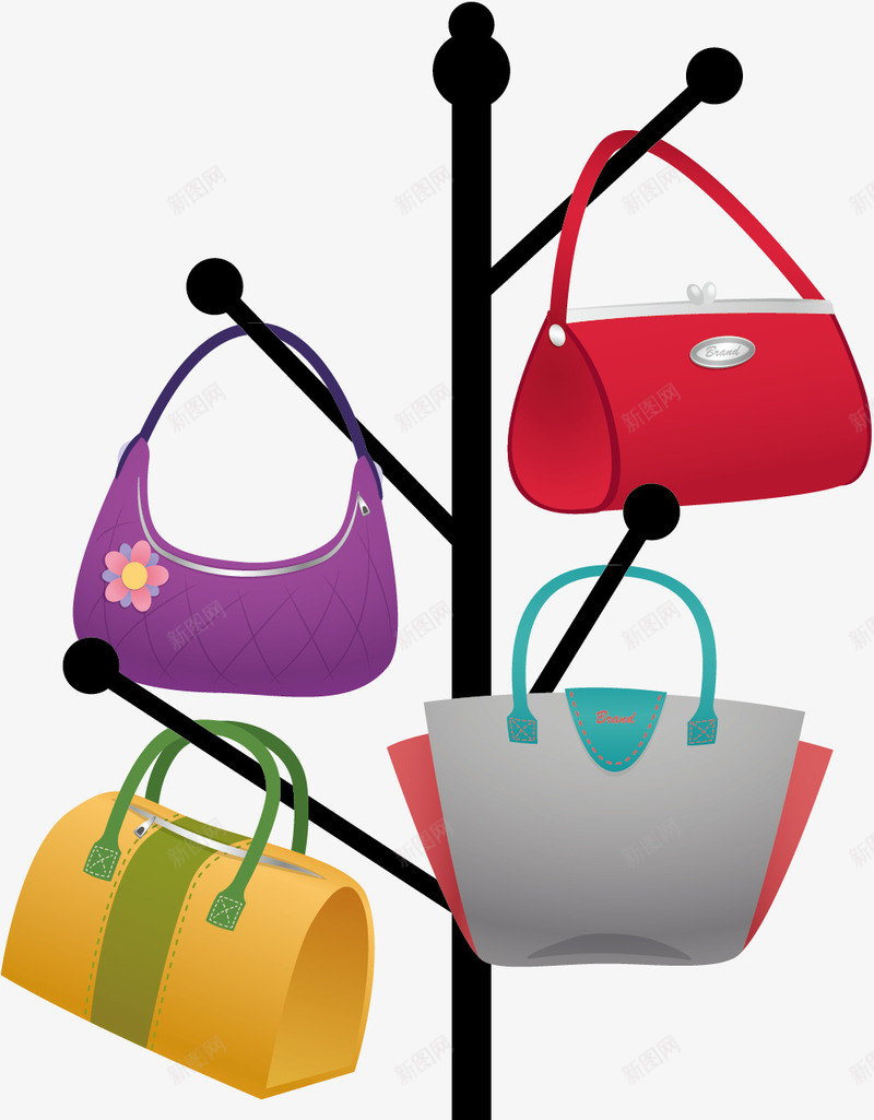 衣架和包包png免抠素材_新图网 https://ixintu.com 包包 吊饰 手提包 手袋 挂 架子 衣架 钱包