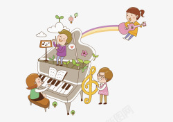 彩虹音符立式钢琴高清图片