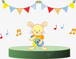 吉他表演兔子演奏庆祝活动高清图片
