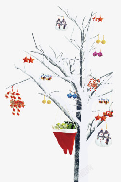 拐杖棒棒糖挂着礼物的树高清图片
