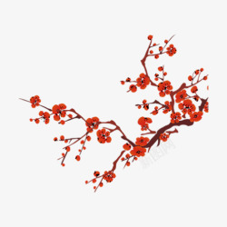 新年桃花红色中国风桃花花枝高清图片