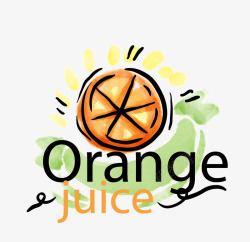 彩绘果汁标志橘子素材