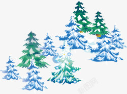 雪松手绘松树中国风矢量图高清图片