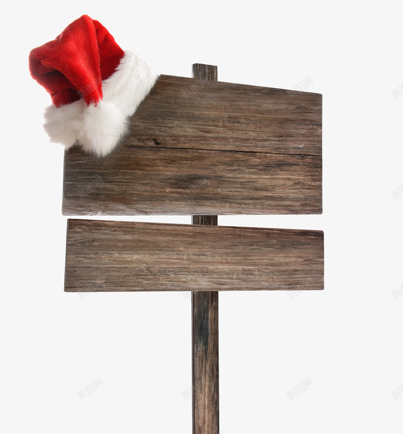 圣诞节元素png免抠素材_新图网 https://ixintu.com 圣诞节帽子 复古 指向 指示牌子 木板 礼帽