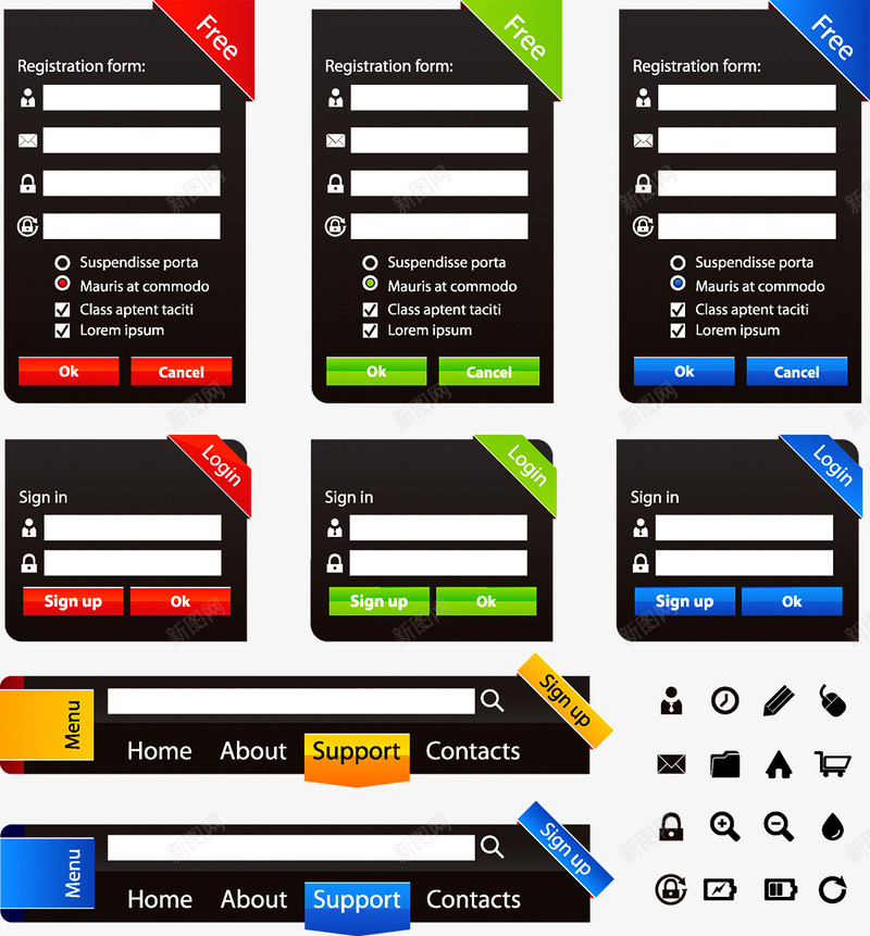 网页表单矢量图ai免抠素材_新图网 https://ixintu.com WEB 注册 登陆 网页 表单 设计 矢量图