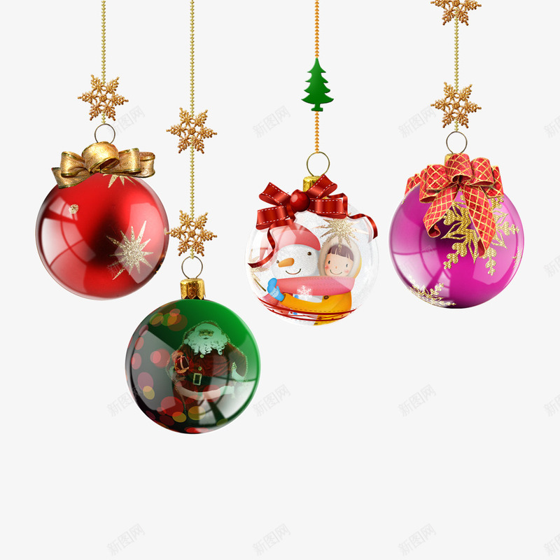 彩色圣诞球png免抠素材_新图网 https://ixintu.com 圣诞球 彩色 水晶球 精美挂饰