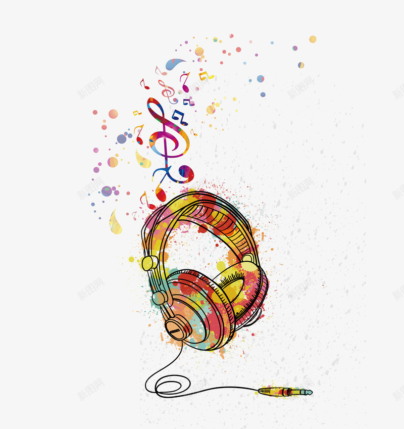 彩色耳机音符png免抠素材_新图网 https://ixintu.com 彩色的耳机 耳机 音乐素材 音符