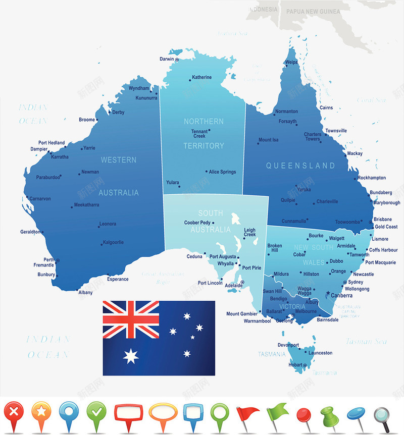 澳大利亚板块地图png免抠素材_新图网 https://ixintu.com 国旗 导航 板块 澳大利亚地图