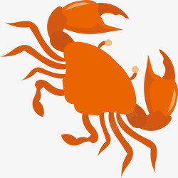 大闸蟹装饰素材橙色扁平卡通螃蟹高清图片