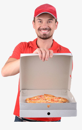 送披萨的男性png免抠素材_新图网 https://ixintu.com 快递员 服务员 红色