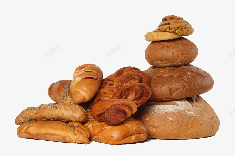 一堆面包矢量图ai免抠素材_新图网 https://ixintu.com 产品实物 早餐 西餐 面包 矢量图