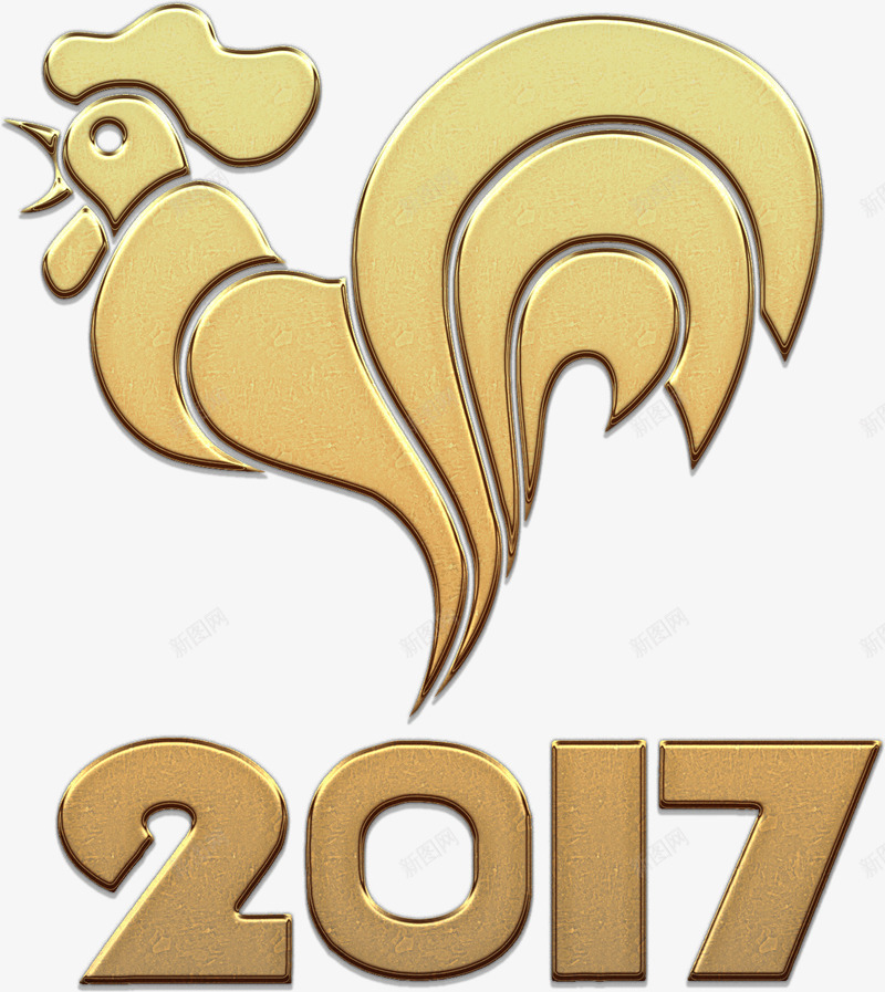 2017鸡年金色png免抠素材_新图网 https://ixintu.com 2017 元旦 免费下载 免费图片 新年 春节 过年 鸡