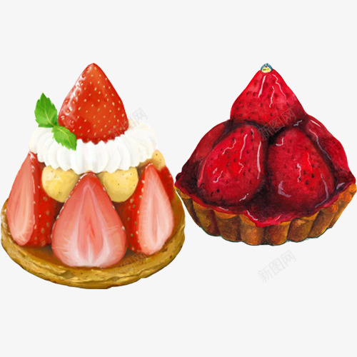 草莓塔手绘画片png免抠素材_新图网 https://ixintu.com 手绘美食 甜味 甜点 红色 草莓味 草莓塔
