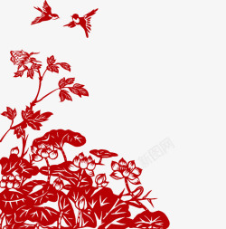 燕子红色红色剪纸窗花高清图片