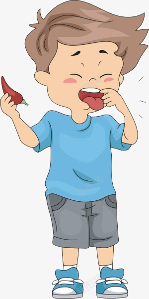 儿童吃辣椒辛辣png免抠素材_新图网 https://ixintu.com 儿童 卡通 辛辣 辣椒