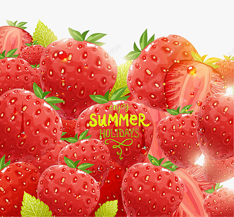 卡通草莓背景png免抠素材_新图网 https://ixintu.com 卡通 夏日 红色 草莓 草莓背景