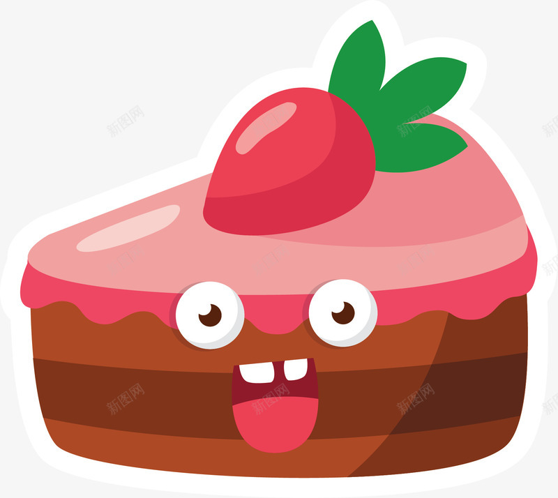 粉红草莓卡通蛋糕矢量图ai免抠素材_新图网 https://ixintu.com 卡通蛋糕 矢量png 笑脸蛋糕 草莓 草莓蛋糕 蛋糕 矢量图