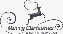 黑色高档标签黑色圣诞节麋鹿标签高清图片