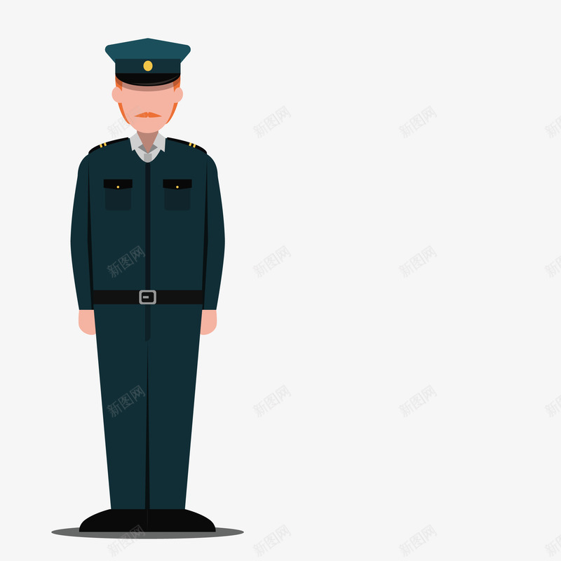 站立的警察手绘图png免抠素材_新图网 https://ixintu.com 人物 军姿 卡通 帽子 服饰 站立 装备 警察