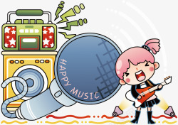 放声歌唱的小女孩素材