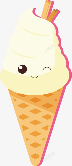 一个可爱的奶油冰淇淋矢量图素材