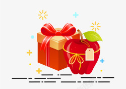 苹果底纹圣诞果礼盒矢量图高清图片