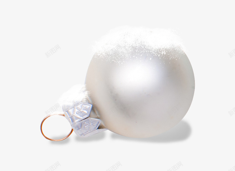 银色大珍珠png免抠素材_新图网 https://ixintu.com 圣诞节元素 珍珠 白色 金属环 雪